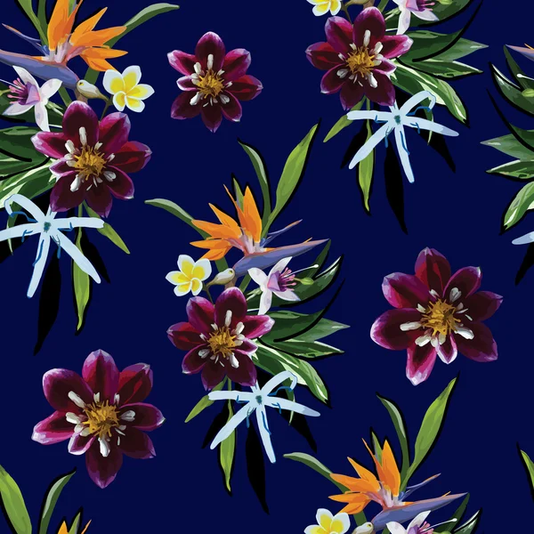 Patroon van tropische bloemen — Stockvector