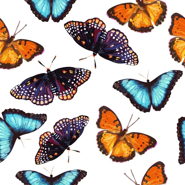 Patrón sin costuras de mariposas exóticas — Archivo Imágenes Vectoriales