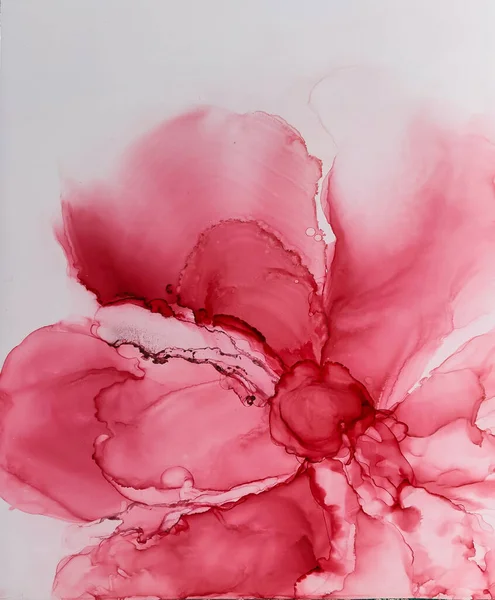 Texture Fond Encre Alcool Couleur Rouge Peinture Feu Abstraite Avec — Photo