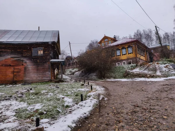 Rural Rusă Peisaj Iarnă Ples Sat — Fotografie, imagine de stoc