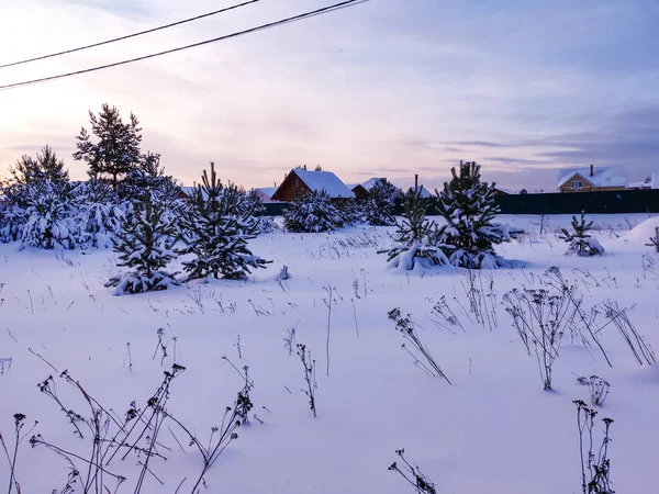 Деревенская Грубая Дорога Снегу Зимний Сезон Сельский Пейзаж — стоковое фото