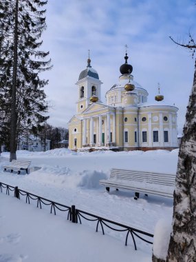 Rural Russian winter landscape with Myshkin village