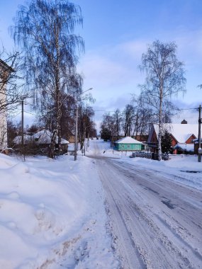 Rural Russian winter landscape with Myshkin village