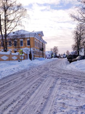 Rural Russian winter landscape with Myshkin village
