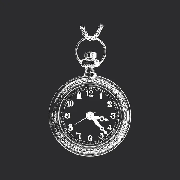 Pocket watch on black background. Vintage image. Royalty Free Stock Illustrations