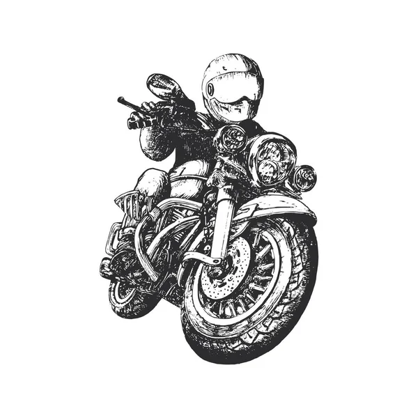 Ilustración vectorial motociclista vintage. Jinete en bicicleta. — Archivo Imágenes Vectoriales