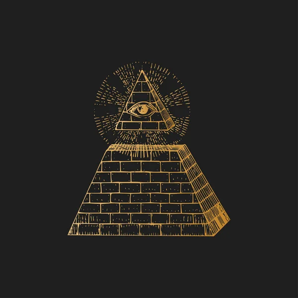 Occhio della Provvidenza e Piramide, illustrazione vettoriale — Vettoriale Stock