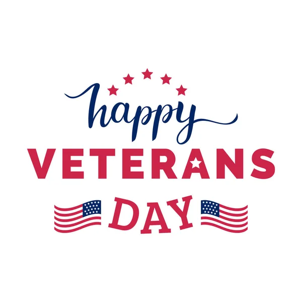 Happy Veterans Day Hand Belettering Illustratie Vector November Vakantie Achtergrond — Stockvector
