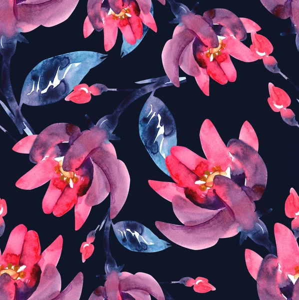 Rosa blommor sömlös mönster — Stockfoto