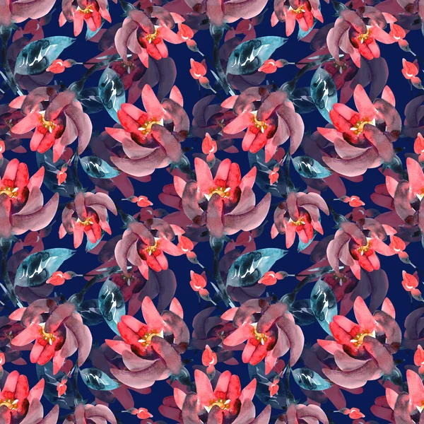 Růžové květy bezešvé vzor — Stock fotografie