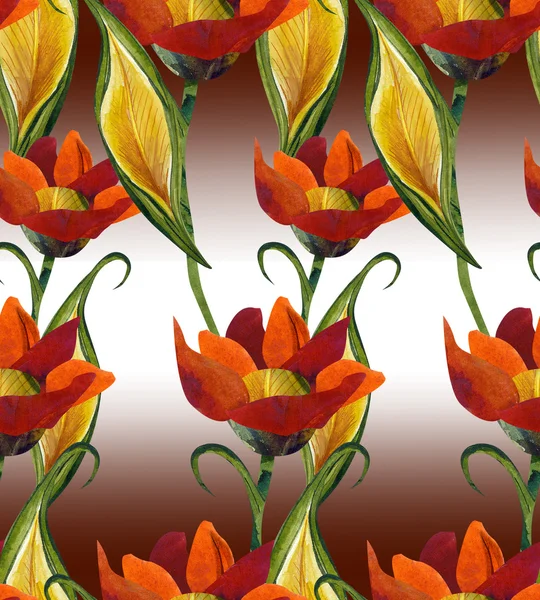 オレンジの花のシームレスなパターン — ストック写真