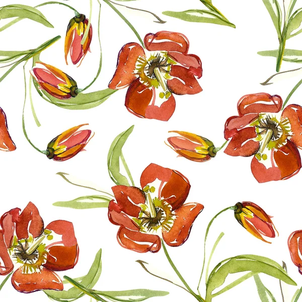 Red tulip seamless pattern — Stock Photo, Image