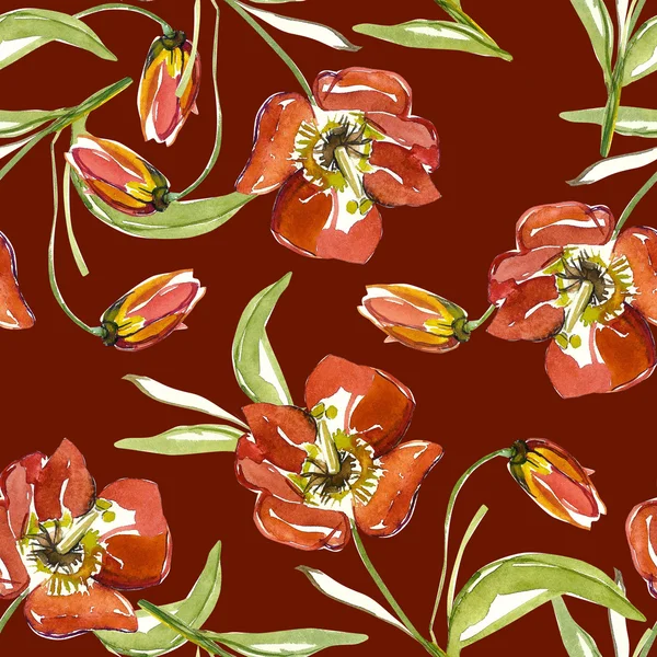Röd tulpan seamless mönster — Stockfoto