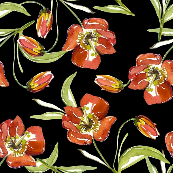 Red tulip seamless pattern — Stock Photo, Image