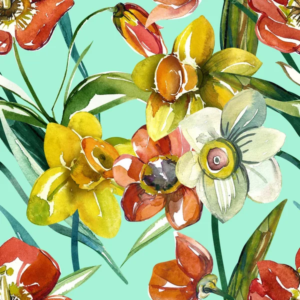 Bahar çiçekleri seamless modeli — Stok fotoğraf