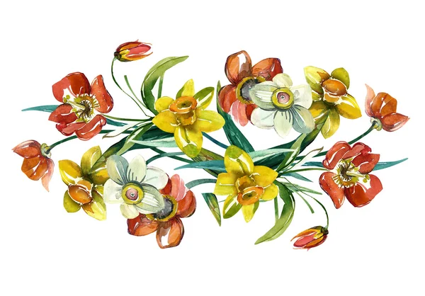 Spring flowers garland — Stock Photo, Image