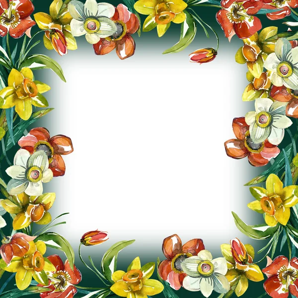 Spring flowers frame — Stock Photo, Image