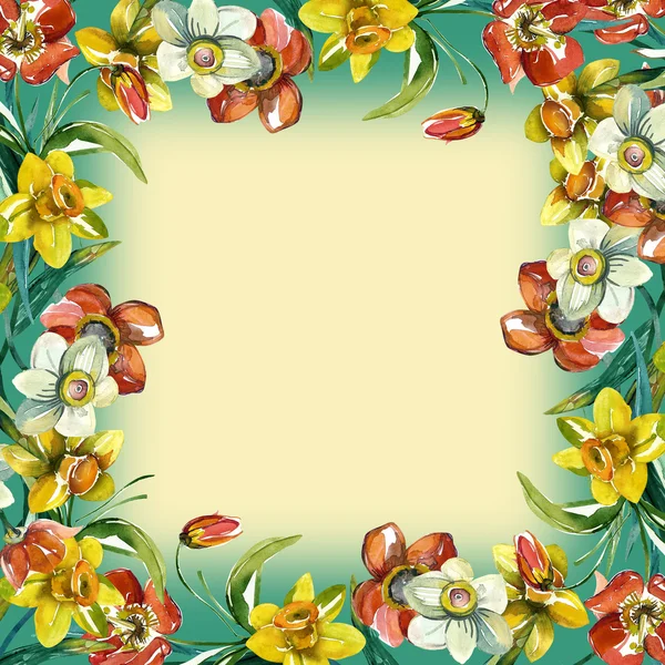 Spring flowers frame — Stock Photo, Image