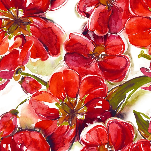 Red tulips seamless pattern — Stock Photo, Image