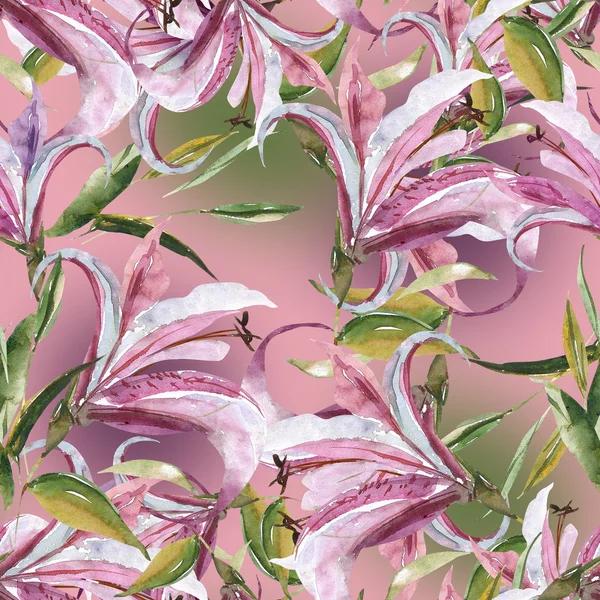 ピンクのユリのシームレスなパターン — ストック写真