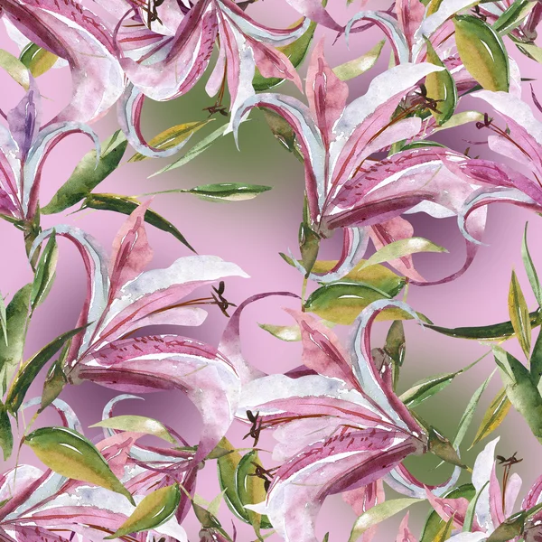 ピンクのユリのシームレスなパターン — ストック写真