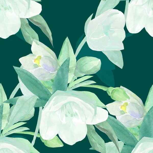 Modèle Sans Couture Jasmines Illustration Sur Fond Blanc Coloré — Photo
