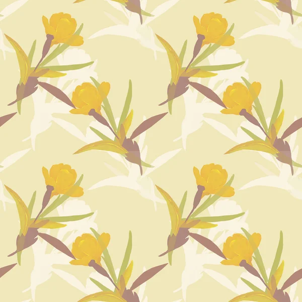 Graphic Image Decorative Tulips Illustration White Colored Background Seamless Pattern — ストック写真