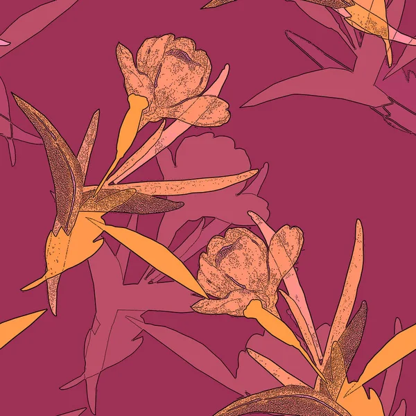 Graphic Image Decorative Tulips Illustration White Colored Background Seamless Pattern — Stockfoto