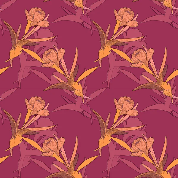 Graphic Image Decorative Tulips Illustration White Colored Background Seamless Pattern — Zdjęcie stockowe
