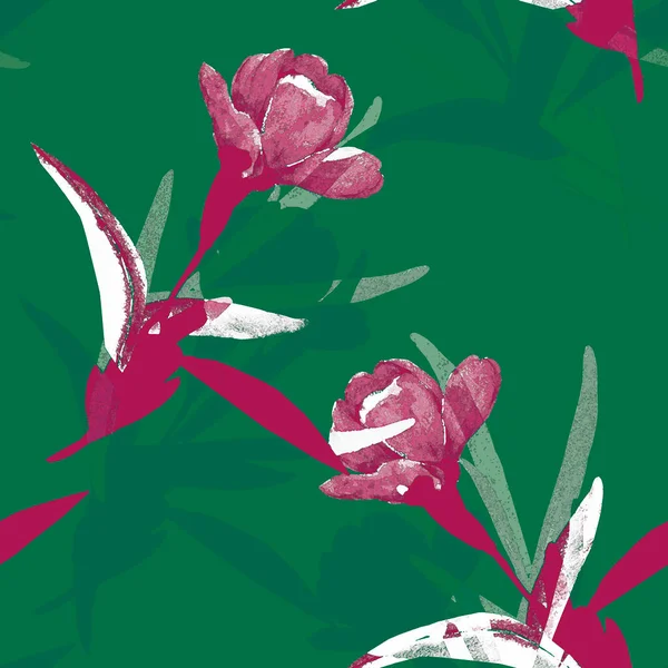 Graphic Image Decorative Tulips Illustration White Colored Background Seamless Pattern — Photo