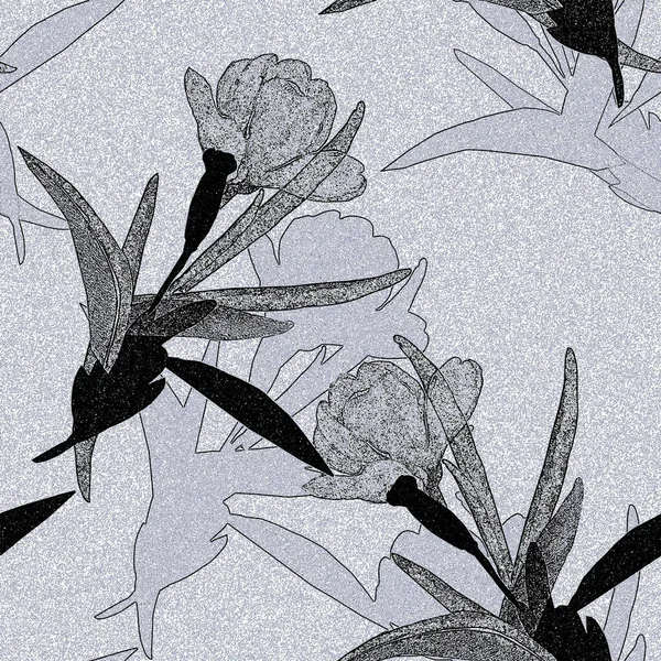 Графічне Зображення Декоративних Тюльпанів Ілюстрація Білому Кольоровому Фоні Безшовний Візерунок — стокове фото
