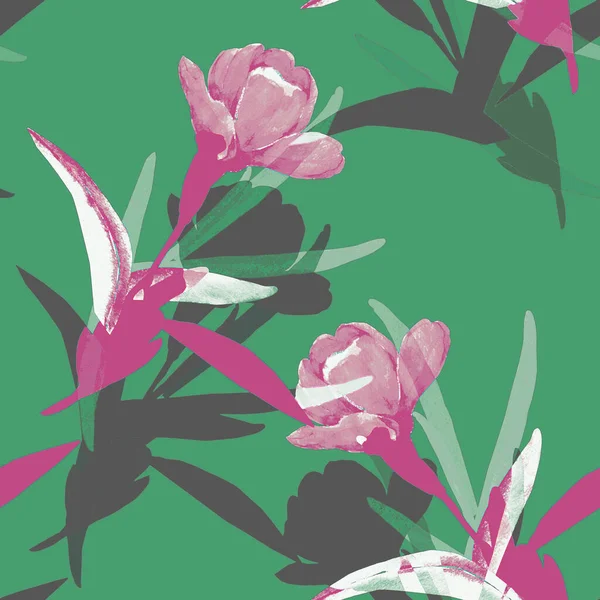 Graphic Image Decorative Tulips Illustration White Colored Background Seamless Pattern — Stock Photo, Image