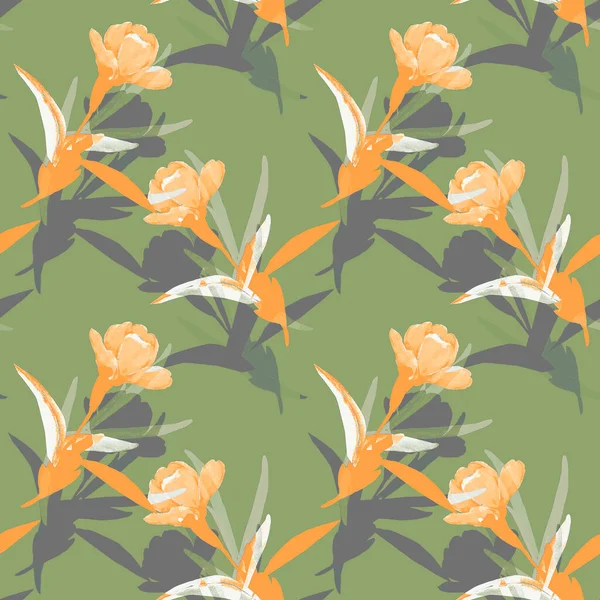 Graphic Image Decorative Tulips Illustration White Colored Background Seamless Pattern — Zdjęcie stockowe