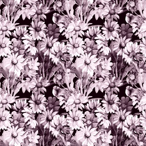 Seamless Pattern Daisies Other Flowers1W — Zdjęcie stockowe