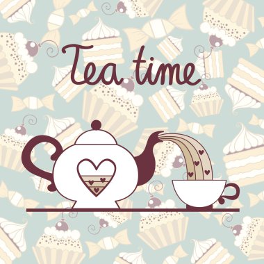 sembolleri ile çay ile vektör arka plan