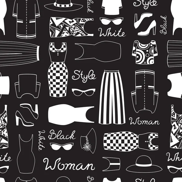 Vector pattren con ropa de mujer en negro — Archivo Imágenes Vectoriales