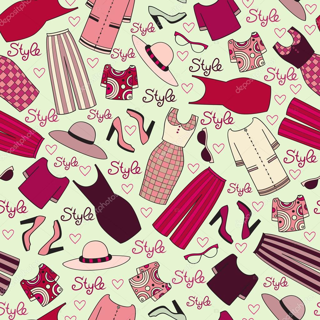 Vector pattren with women's clothing Stock Vector Image by ...
