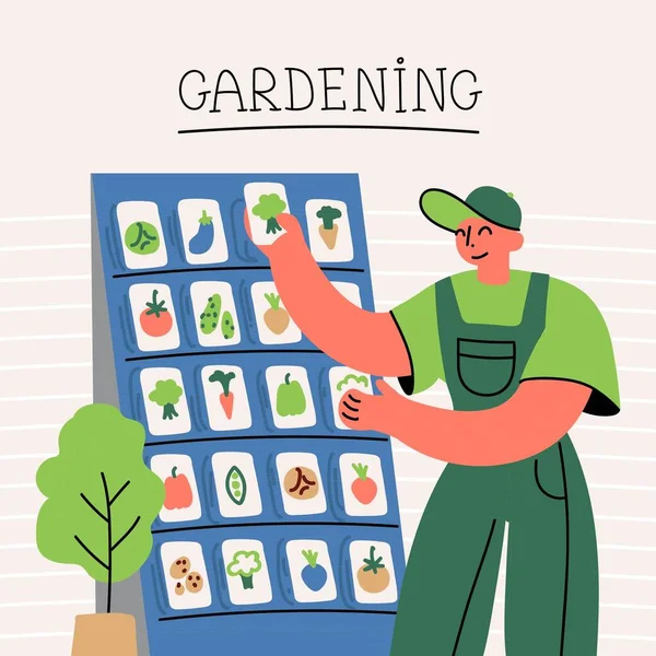 Cartoon Vector Illustration Theme Garden Gardening Cultivation Agriculture Spring Man Royalty Free Stock Vektory