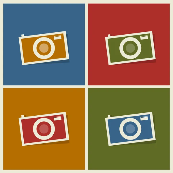 Foto fotocamera icone piatte — Vettoriale Stock
