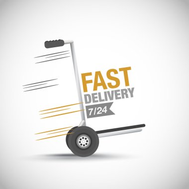 Fast delivery hand truck vector