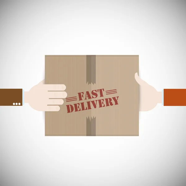 Fast delivery seller hand and buyer hand — Stock Vector