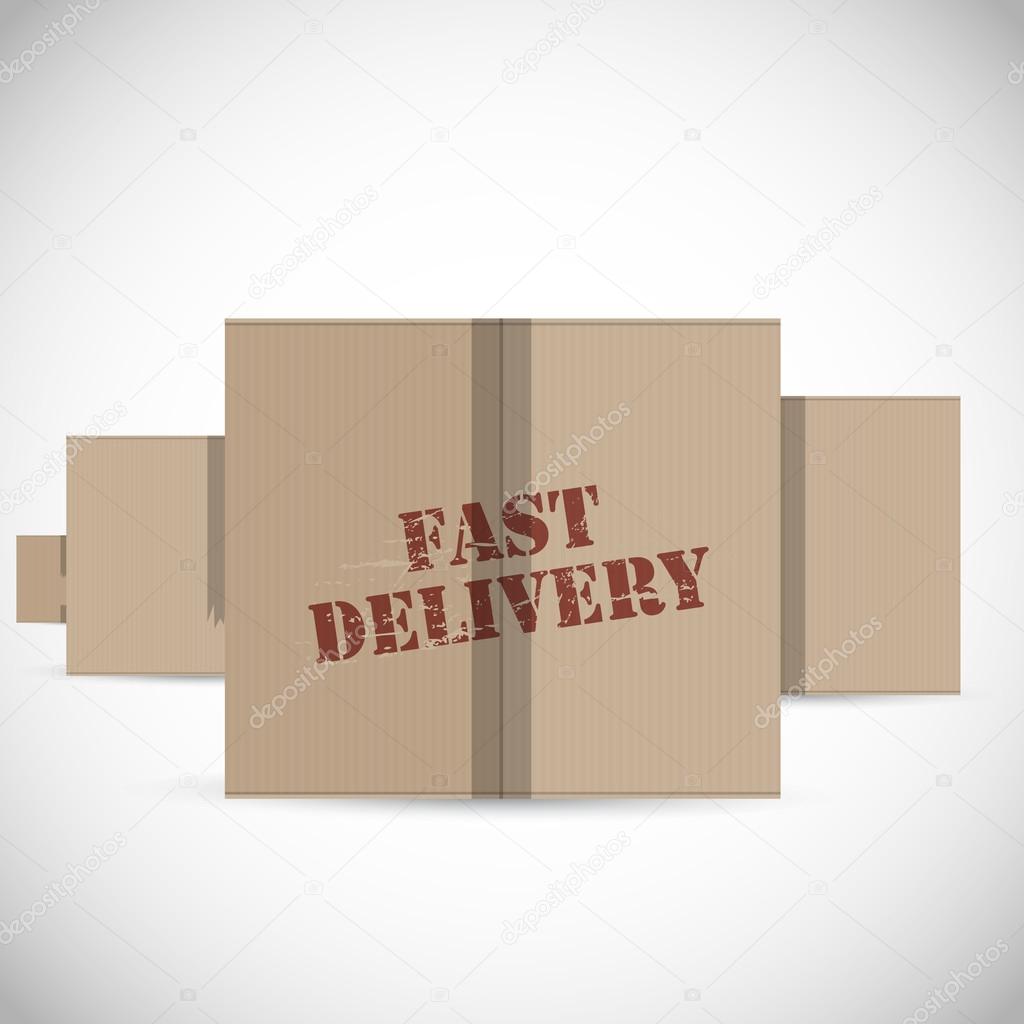 Fast delivery cardboard boxes vector background