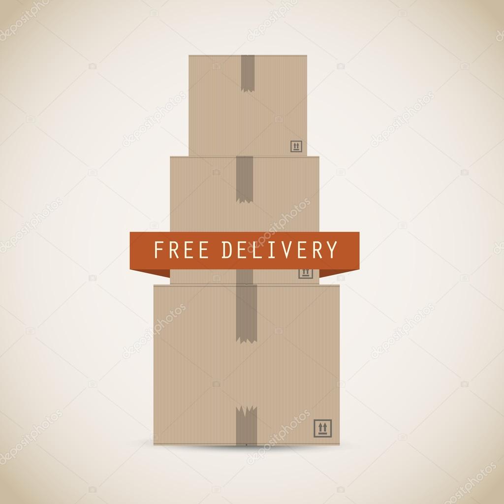 Free delivery cardboard boxes vector background
