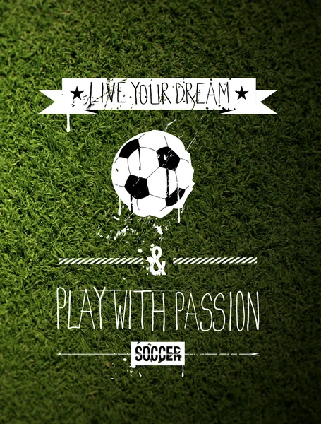 Soccer typography quote on grass — Stock Photo, Image