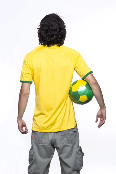 Hombre con la camiseta de Brasil — Stock fotografie