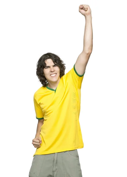 Homem com camisola brasil — Fotografia de Stock