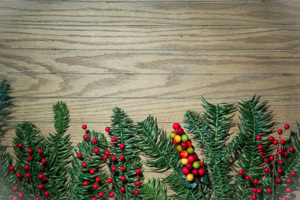Boże Narodzenie Decoron Drewniane Tło Kartka Świąteczna — Zdjęcie stockowe
