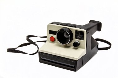 Beyaz bir arka plan üzerinde izole anlık fotoğraf makinesi katlama vintage