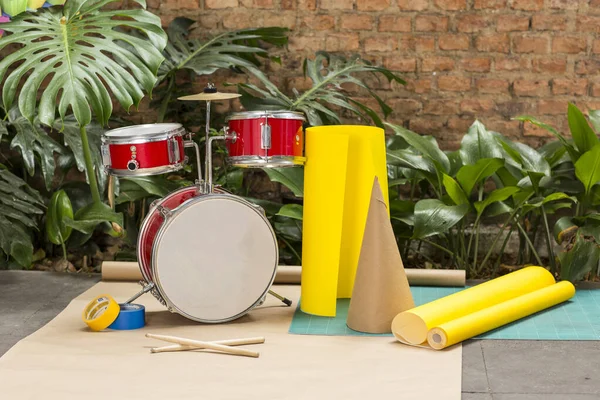 Lindo Baterista Aula Música — Foto de Stock