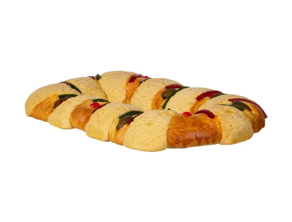 Delicious Rosca Reyes White Background Delicious Mexican Tradition January Three — Fotografia de Stock